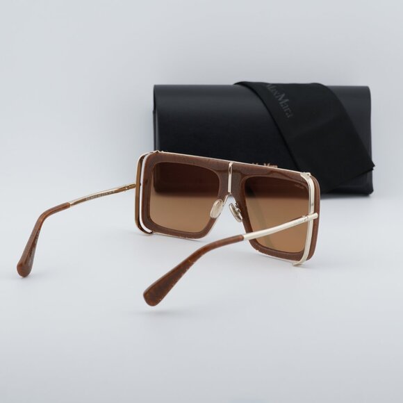 Max Mara JEAN MM0119 56E Square Sunglasses - Havana/Gold/Brown